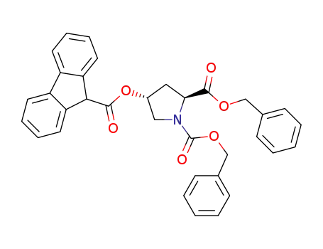 Molecular Structure of 1256282-36-6 ((2S,4R)-dibenzyl 4-(9H-fluorene-9-carbonyloxy)pyrrolidine-1,2-dicarboxylate)