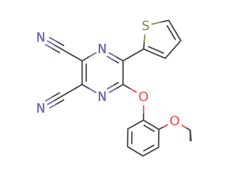 Molecular Structure of 1259925-63-7 (5-(2-isopropyloxyphenoxy)-6-(thiophen-2-yl)pyrazine-2,3-dicarbonitrile)