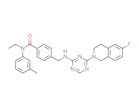 N-ethyl-4-((4-(6-fluoro-3,4-dihydroisoquinolin-2(1H)-yl)-1,3,5-triazin-2-ylamino)methyl)-N-m-tolylbenzamide