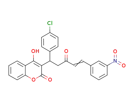Molecular Structure of 1253372-74-5 (4-hydroxy-3-[1-(4-chloro-phenyl)-5-(3-nitro-phenyl)-3-oxo-pent-4-enyl]-chromen-2-one)