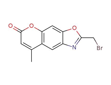 Molecular Structure of 1254122-48-9 (2-(bromomethyl)-8-methyl-6-oxo-6H-benzopyrano[6,7-d]oxazole)