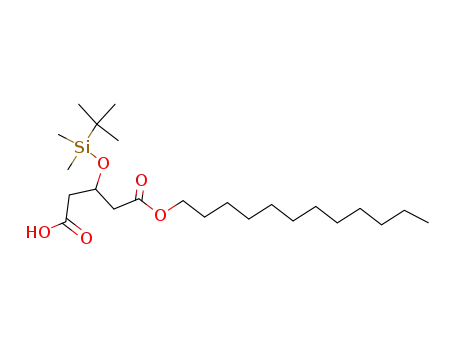 Molecular Structure of 916441-89-9 (3-(tert-butyldimethylsilyloxy)-5-oxo-5-(dodecyloxy)pentanoic acid)