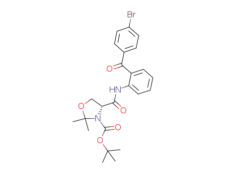 Molecular Structure of 1242185-14-3 ((R)-tert-butyl 4-(2-(4-bromobenzoyl)phenylcarbamoyl)-2,2-dimethyloxazolidine-3-carboxylate)