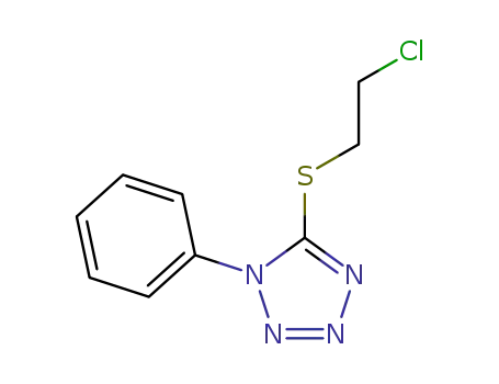 Molecular Structure of 1153358-38-3 (5-((2-chloroethyl)thio)-1-phenyl-1H-tetrazole)