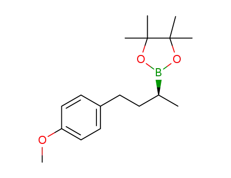 Molecular Structure of 1338073-35-0 (2-(4-(4-methoxyphenyl)butan-2-yl)-4,4,5,5-tetramethyl-1,3,2-dioxaborolane)