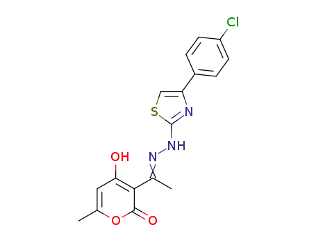 3-(1-(2-(4-(4-chlorophenyl)thiazol-2-yl)hydrazono)ethy)-4-hydroxy-6-methyl-2H-pyran-2-one