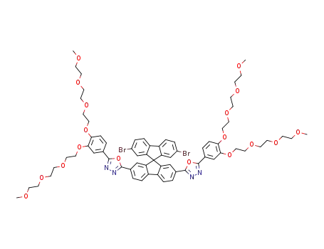 Molecular Structure of 1274238-86-6 (2,7-dibromo-2',7'-di-[5-[3,4-bis[2-[2-(2-methoxyethoxy)ethoxy]ethoxy]phenyl]-1,3,4-oxadiazole-2-yl]-9,9'-spirobifluorene)