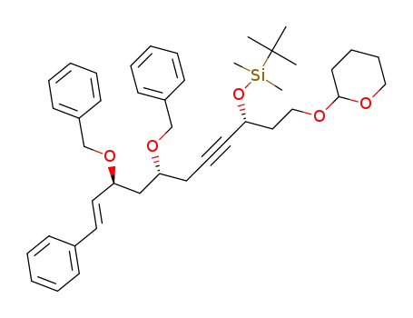 tert-butyl((1R,5R,7S,8E)-5,7-di(benzyloxy)-9-phenyl-1-[2-(tetrahydro-2H-2-pyranyloxy)ethyl]-8-nonen-2-ynyloxy)dimethylsilane