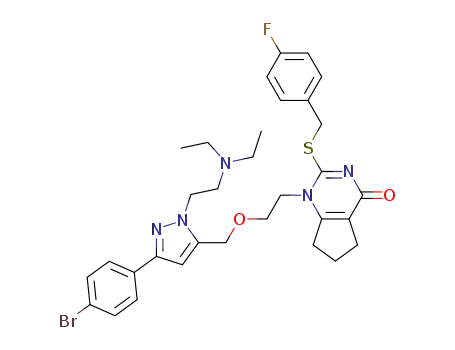 2-(4-fluorobenzylthio)-1-(2-((3-(4-bromophenyl)-1-(2-(diethylamino)ethyl)-1H-pyrazol-5-yl)methoxy)-ethyl)-6,7-dihydro-1H-cyclopenta[d]pyrimidin-4(5H)-one