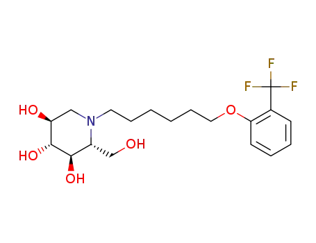 Molecular Structure of 1383152-39-3 ((2R,3R,4R,5S)-2-(hydroxymethyl)-1-(6-(2-(trifluoromethyl)phenoxy)hexyl)piperidine-3,4,5-triol)