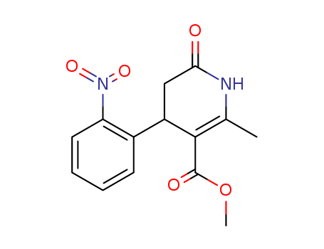 Molecular Structure of 130734-39-3 (3-Pyridinecarboxylic acid,
1,4,5,6-tetrahydro-2-methyl-4-(2-nitrophenyl)-6-oxo-, methyl ester)