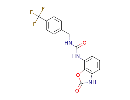 Molecular Structure of 1338064-72-4 (1-(4-(trifluoromethyl)benzyl)-3-(2,3-dihydro-2-oxobenzo[d]oxazol-7-yl)urea)