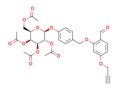 (2R,3S,4S,5R,6S)-2-(acetoxymethyl)-6-(4-((2-formyl-5-(prop-2-yn-1-yloxy)phenoxy)methyl)phenoxy)tetrahydro-2H-pyran-3,4,5-triyl triacetate