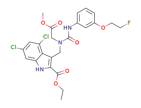ethyl 4,6-dichloro-3-((3-(3-(2-fluoroethoxy)phenyl)-1-(2-methoxy-2-oxoethyl)ureido)methyl)-indole-2-carboxylate