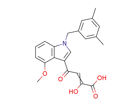 Molecular Structure of 1351646-52-0 (4-[1-(3,5-dimethylbenzyl)-4-methoxy-1H-indol-3-yl]-2-hydroxy-4-oxobut-2-enoic acid)