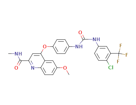 N-(4-chloro-3-(trifluoromethyl)phenyl)-N'-(4-(2-(N-methylaminoformoxyl)-4-(6-methoxyquinolinyl)oxy)phenyl)urea
