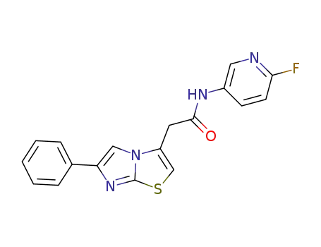 Molecular Structure of 1388831-91-1 (N-(6-fluoropyridin-3-yl)-2-(6-phenylimidazo[2,1-b]thiazol-3-yl)acetamide)