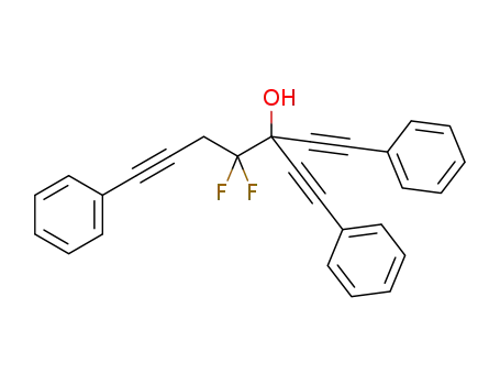Molecular Structure of 1319010-70-2 (2,2-difluoro-1,1,3-tris(2-phenylethynyl)propan-1-ol)
