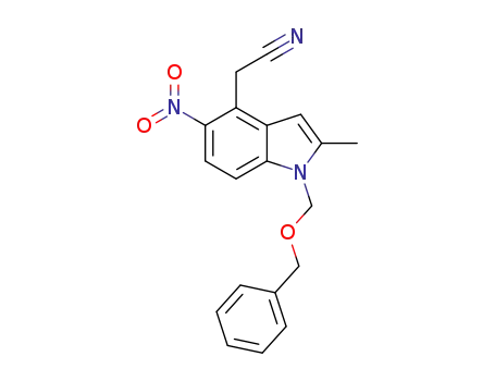 Molecular Structure of 1417791-63-9 (1-(benzyloxymethyl)-4-(cyanomethyl)-2-methyl-5-nitroindole)