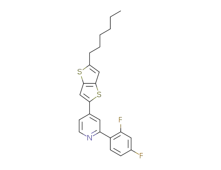 Molecular Structure of 1341232-96-9 (2-(2,4-difluorophenyl)-4-(5-hexylthieno[3,2-b]thien-2-yl)pyridine)