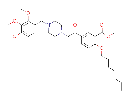 Molecular Structure of 1373428-07-9 (methyl 5-(2-(4-(2,3,4-trimethoxybenzyl)piperazin-1-yl)acetyl)-2-(heptyloxy)benzoate)