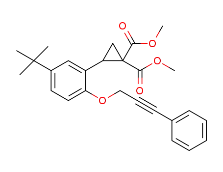 dimethyl 2-(5-(tert-butyl)-2-((3-phenylprop-2-yn-1-yl)oxy)phenyl)cyclopropane-1,1-dicarboxylate