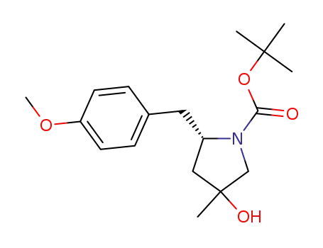 Molecular Structure of 1308799-10-1 ((+)-(2S)-tert-butyl 4-hydroxy-2-(4-methoxybenzyl)-4-methylpyrrolidine-1-carboxylate)