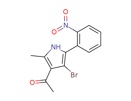 Molecular Structure of 83798-45-2 (Ethanone, 1-[4-bromo-2-methyl-5-(2-nitrophenyl)-1H-pyrrol-3-yl]-)