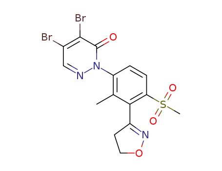 Molecular Structure of 1443276-00-3 (4,5-dibromo-2-[3-(4,5-dihydroisoxazol-3-yl)-2-methyl-4-methylsulfonyl-phenyl]pyridazin-3-one)