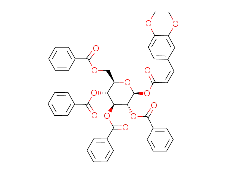 Molecular Structure of 112289-78-8 (2,3,4,6-tetra-O-benzoyl-1-O-(3,4-dimethoxycinnamoyl)-β-D-glucopyranose)