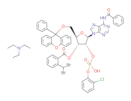 2-Dibromomethyl-benzoic acid (2R,3R,4R,5R)-5-(6-benzoylamino-purin-9-yl)-4-[(2-chloro-phenoxy)-hydroxy-phosphoryloxy]-2-(9-phenyl-9H-xanthen-9-yloxymethyl)-tetrahydro-furan-3-yl ester; compound with triethyl-amine
