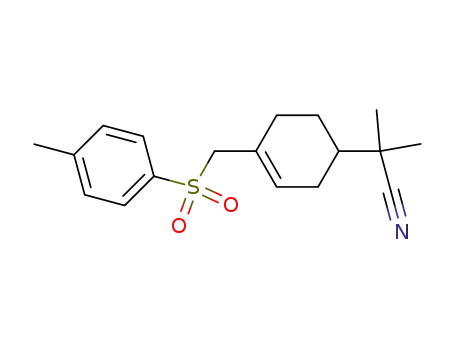 Molecular Structure of 112033-25-7 (1-(p-tolylsulphonylmethyl)-4-(1-cyano-1-methylethyl)-1-cyclohexene)
