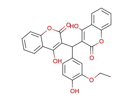 Molecular Structure of 114695-02-2 (2H-1-Benzopyran-2-one,
3,3'-[(3-ethoxy-4-hydroxyphenyl)methylene]bis[4-hydroxy-)
