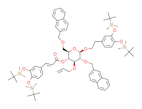 2-[3,4-bis(tert-butyldimethylsilyloxy)phenyl]-ethyl4-O-[3,4-bis-(O-tert-butyldimethylsilyl)-caffeoyl]-3-O-allyl-2,6-di-O-(2-naphthyl)methyl-1-β-D-glucopyranoside