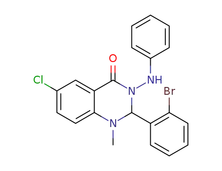 Molecular Structure of 1452386-56-9 (2-(2-bromophenyl)-6-chloro-1-methyl-3-(phenylamino)-2,3-dihydroquinazolin-4(1H)-one)
