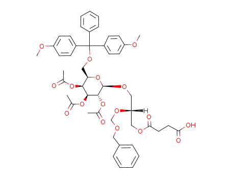 Succinic acid mono-((R)-2-benzyloxymethoxy-3-{(2R,3R,4S,5S,6R)-3,4,5-triacetoxy-6-[bis-(4-methoxy-phenyl)-phenyl-methoxymethyl]-tetrahydro-pyran-2-yloxy}-propyl) ester