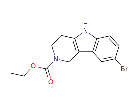 Molecular Structure of 63277-57-6 (Ethyl 8-bromo-1,3,4,5-tetrahydro-2H-pyrido[4,3-b]indole-2-carboxylate)