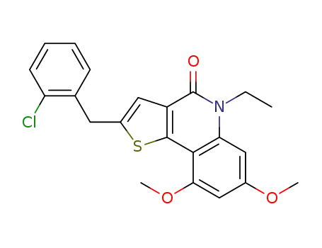 Molecular Structure of 1608112-58-8 (2-(2-chlorobenzyl)-5-ethyl-7,9-dimethoxythieno[3,2-c]quinolin-4(5H)-one)