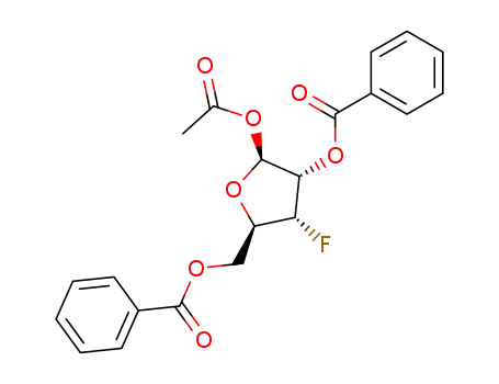 Molecular Structure of 122654-34-6 (3-Deoxy-3-fluoro-beta-D-ribofuranose 1-acetate 2,5-dibenzoate)