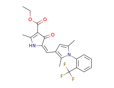(E)-ethyl 5-((2,5-dimethyl-1-(2-(trifluoromethyl)phenyl)-1H-pyrrol-3-yl)methylene)-2-methyl-4-oxo-4,5-dihydro-1H-pyrrole-3-carboxylate