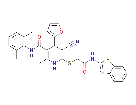 6-{[2-(1,3-benzothiazol-2-ylamino)-2-oxoethyl]thio}-5-cyano-N-(2,6-dimethylphenyl)-4-(2-furyl)-2-methyl-1,4-dihydropyridine-3-carboxamide