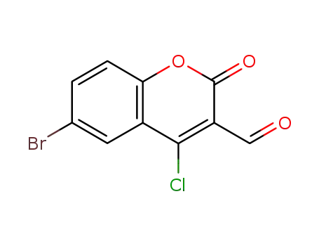Molecular Structure of 51069-90-0 (6-BROMO-4-CHLORO-3-FORMYLCOUMARIN  97)