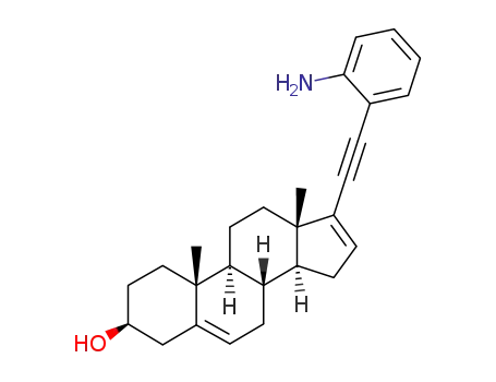 Molecular Structure of 124643-48-7 ((3S,8R,9S,10R,13S,14S)-17-(2-Amino-phenylethynyl)-10,13-dimethyl-2,3,4,7,8,9,10,11,12,13,14,15-dodecahydro-1H-cyclopenta[a]phenanthren-3-ol)