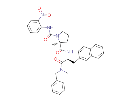 Molecular Structure of 180046-99-5 (1-[[(2-NITROPHENYL)AMINO]CARBONYL]-L-PROLYL-N-METHYL-3-(2-NAPHTHALENYL)-N-(PHENYLMETHYL)-L-ALANINAMIDE)