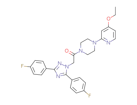Molecular Structure of 1447725-99-6 (2-(3,5-bis-(4-fluoro-phenyl)-(1,2,4)triazol-1-yl)-1-(4-(4-ethoxy-pyridin-2-yl)-piperazin-1-yl)-ethanone)