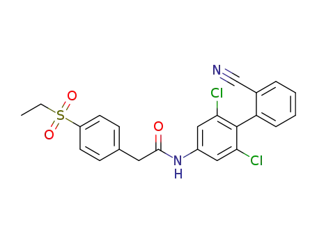 Molecular Structure of 1426802-98-3 (N-(2,6-dichloro-2'-cyano-[1,1'-biphenyl]-4-yl)-2-(4-(ethylsulfonyl)phenyl)acetamide)