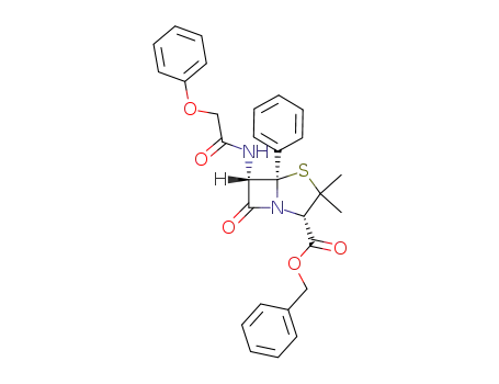 Molecular Structure of 55771-86-3 ((5<i>R</i>)-3,3-dimethyl-7-oxo-6<i>c</i>-(2-phenoxy-acetylamino)-5-phenyl-(5<i>r</i><i>H</i>)-4-thia-1-aza-bicyclo[3.2.0]heptane-2<i>c</i>-carboxylic acid benzyl ester)