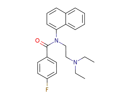 Molecular Structure of 120690-15-5 (N-<2-(diethylamino)ethyl>-4-fluoro-N-(1-naphthalenyl)benzamide)