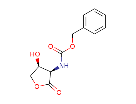 Molecular Structure of 115887-84-8 (Carbamic acid, [(3R,4S)-tetrahydro-4-hydroxy-2-oxo-3-furanyl]-,
phenylmethyl ester)