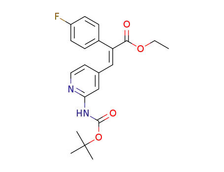 Molecular Structure of 1446252-34-1 ((E)-ethyl 3-(2-(tert-butoxycarbonylamino)pyridin-4-yl)-2-(4-fluorophenyl) acrylate)